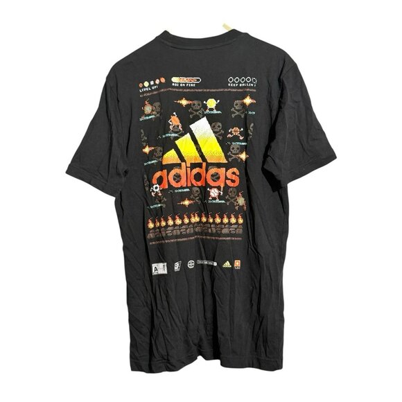 Adidas 8 Bit Video Game Tshirt Men Size M Gamer Gaming Anime Graphic Level Up - Picture 1 of 12